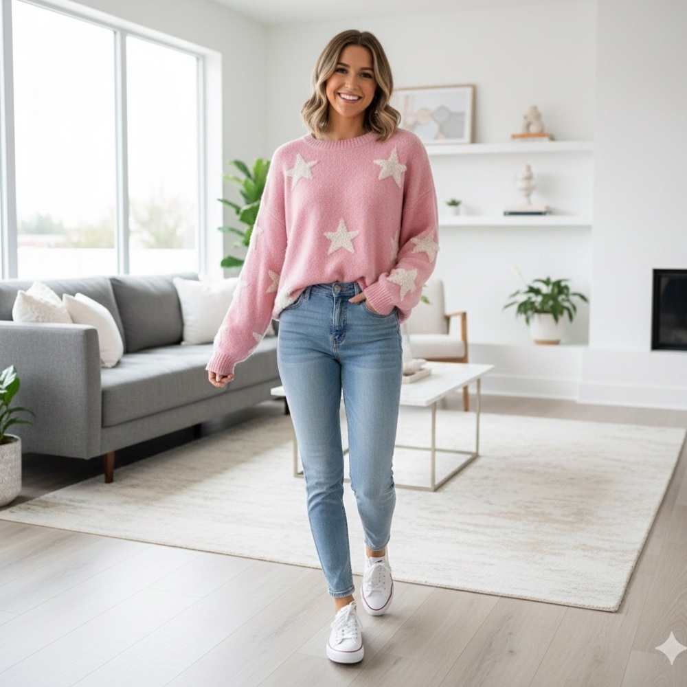 Adora knit sweater oversized star patterned